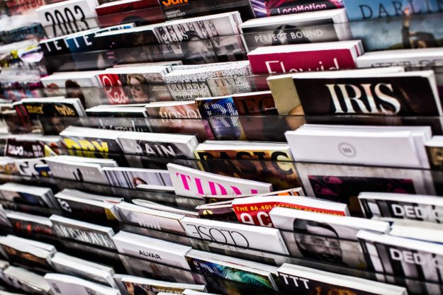 A New York magazine rack