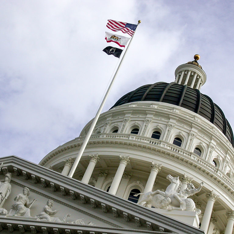 The dome of the California State Capitol building in Sacramento.