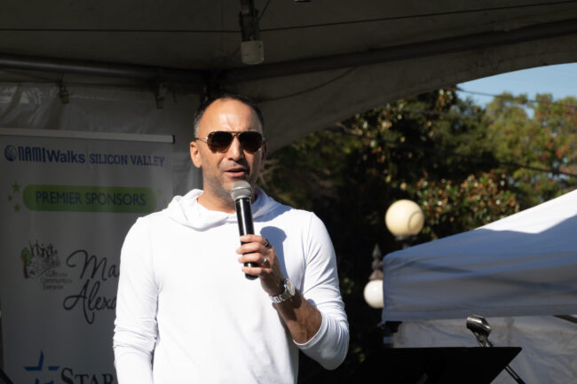 paraag-marathe-namiwalks-sc-2023 President of 49ers Enterprises Paraag Marathe speaks at NAMIWalks Silicon Valley 2023.