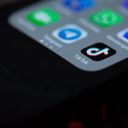 An iPhone home screen with the tiktok app in deep focus.