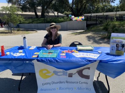 Volunteer Teresa Fiss with EDRCSV at the Scott's Valley Middle School Wellness Fair.