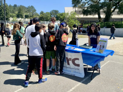 Volunteer Poorvi Vijay with EDRCSV at the Scott's Valley Middle School Wellness Fair.